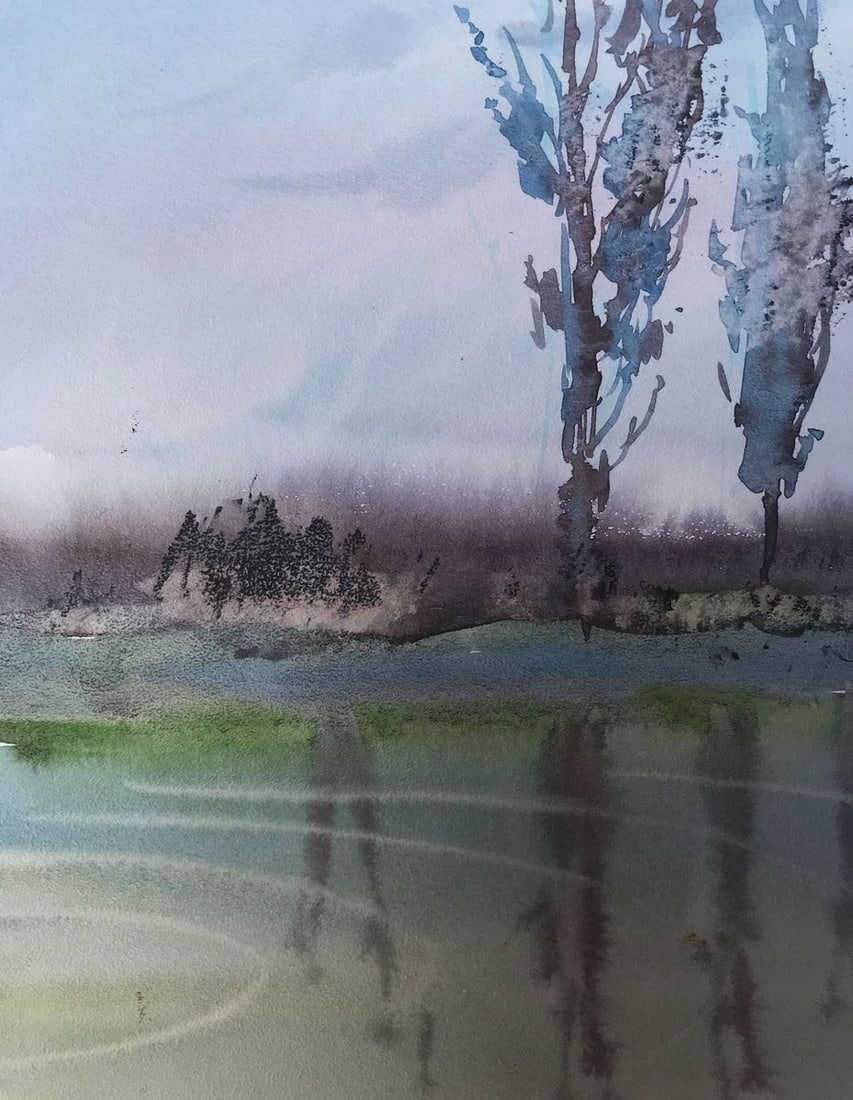 Watercolor painting Night landscape Unknown artist - 10