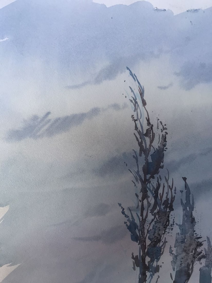 Watercolor painting Night landscape Unknown artist - 4