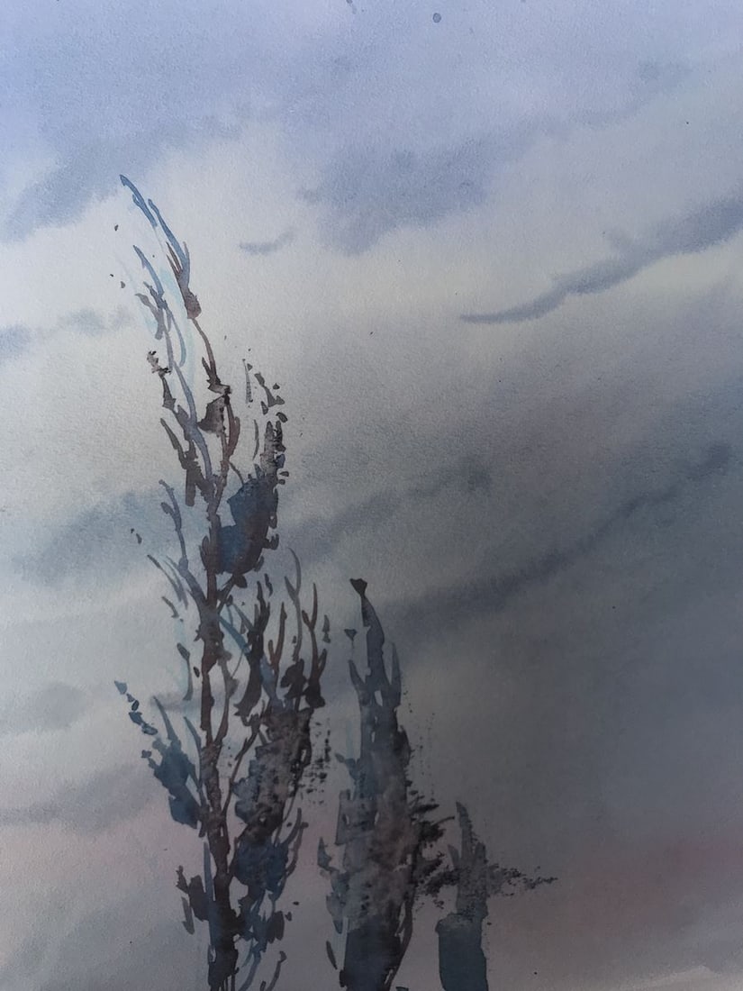 Watercolor painting Night landscape Unknown artist - 5