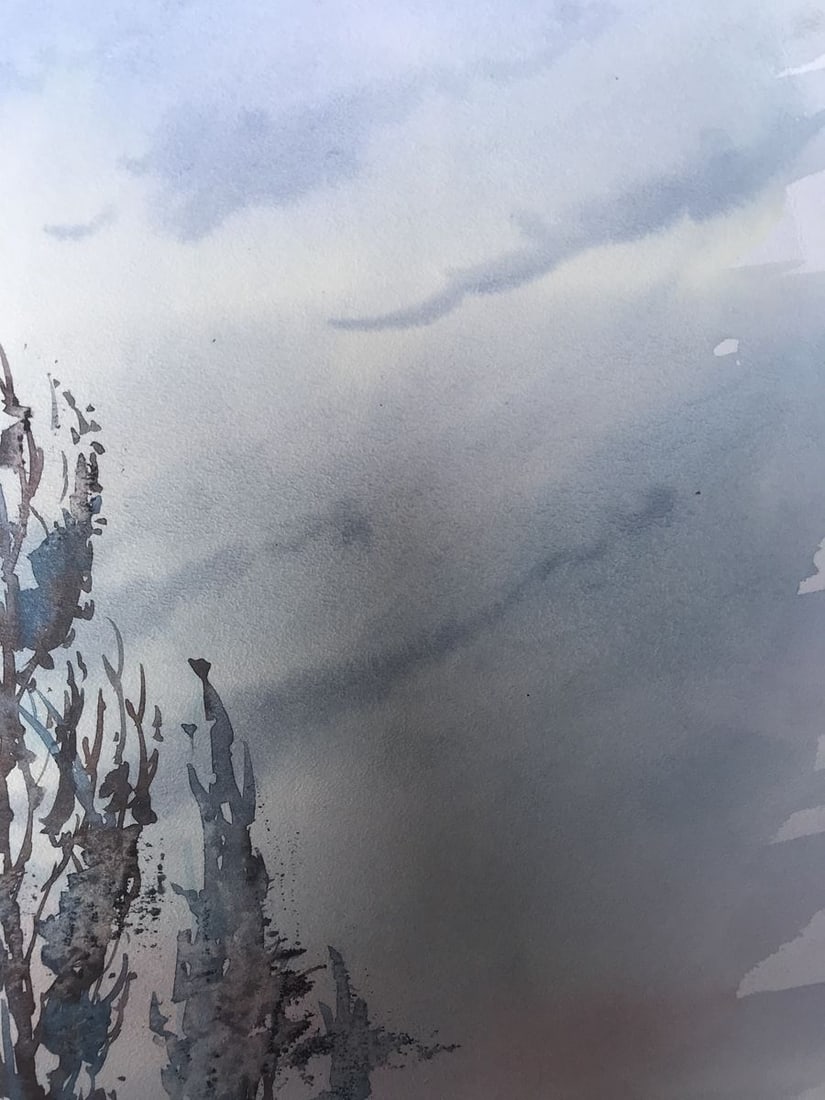 Watercolor painting Night landscape Unknown artist - 6