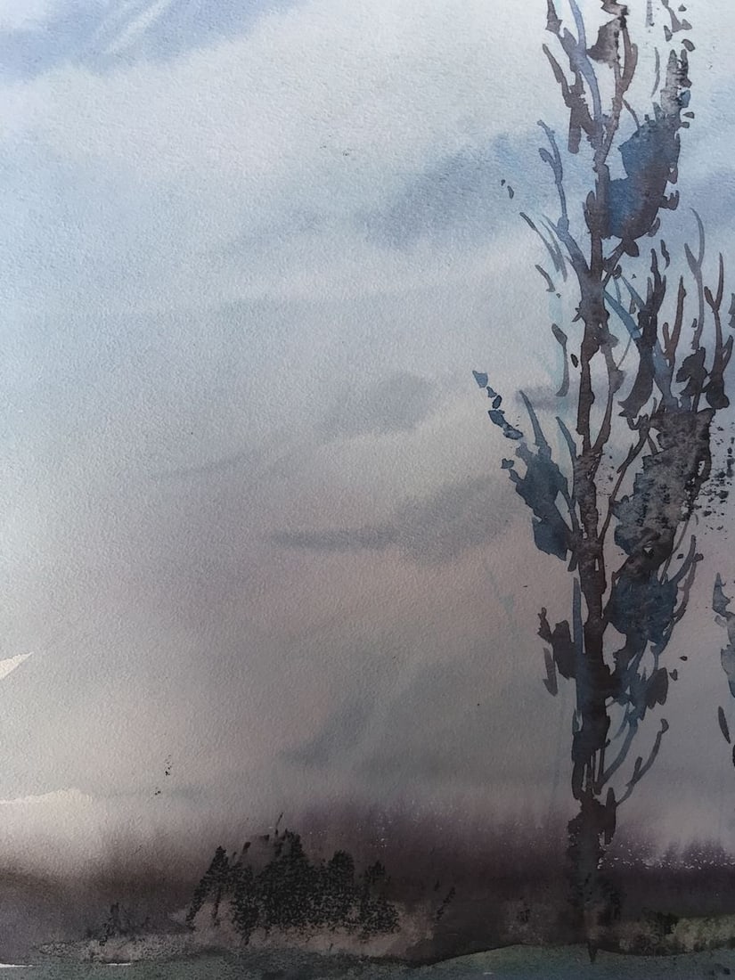 Watercolor painting Night landscape Unknown artist - 7