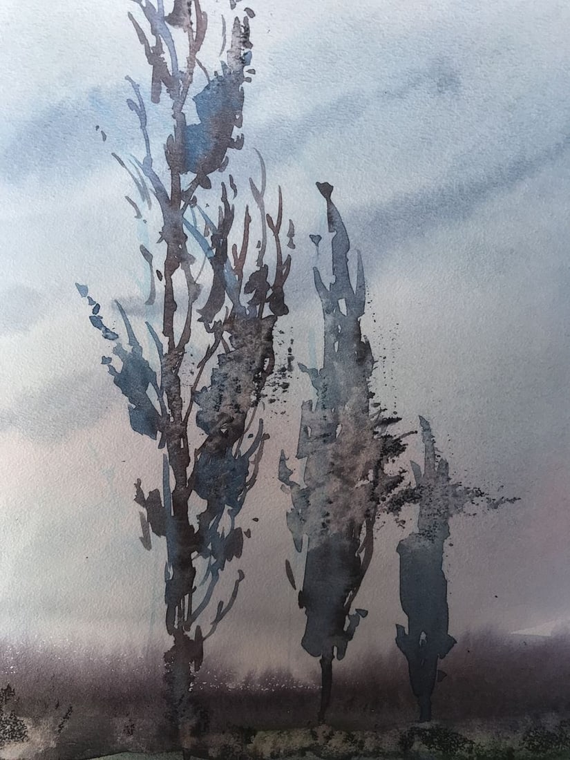 Watercolor painting Night landscape Unknown artist - 8