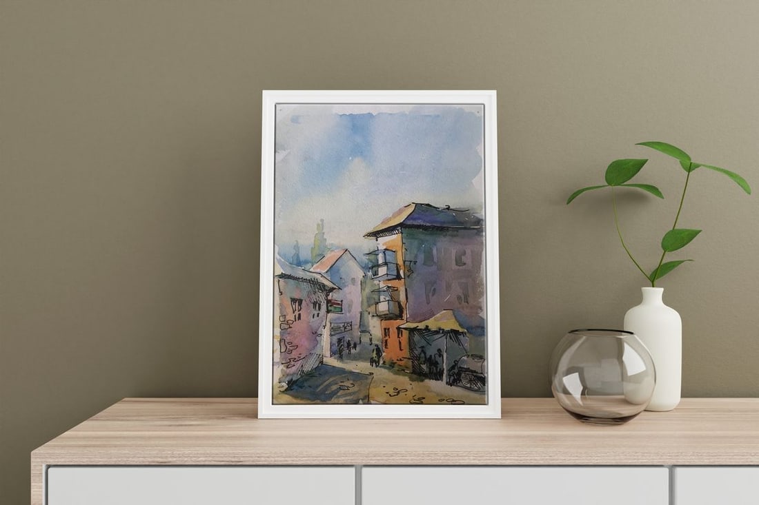 Watercolor painting City life Unknown artist - 3