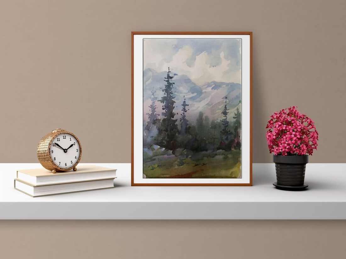 Watercolor painting Holidays in the mountains Unknown artist - 2