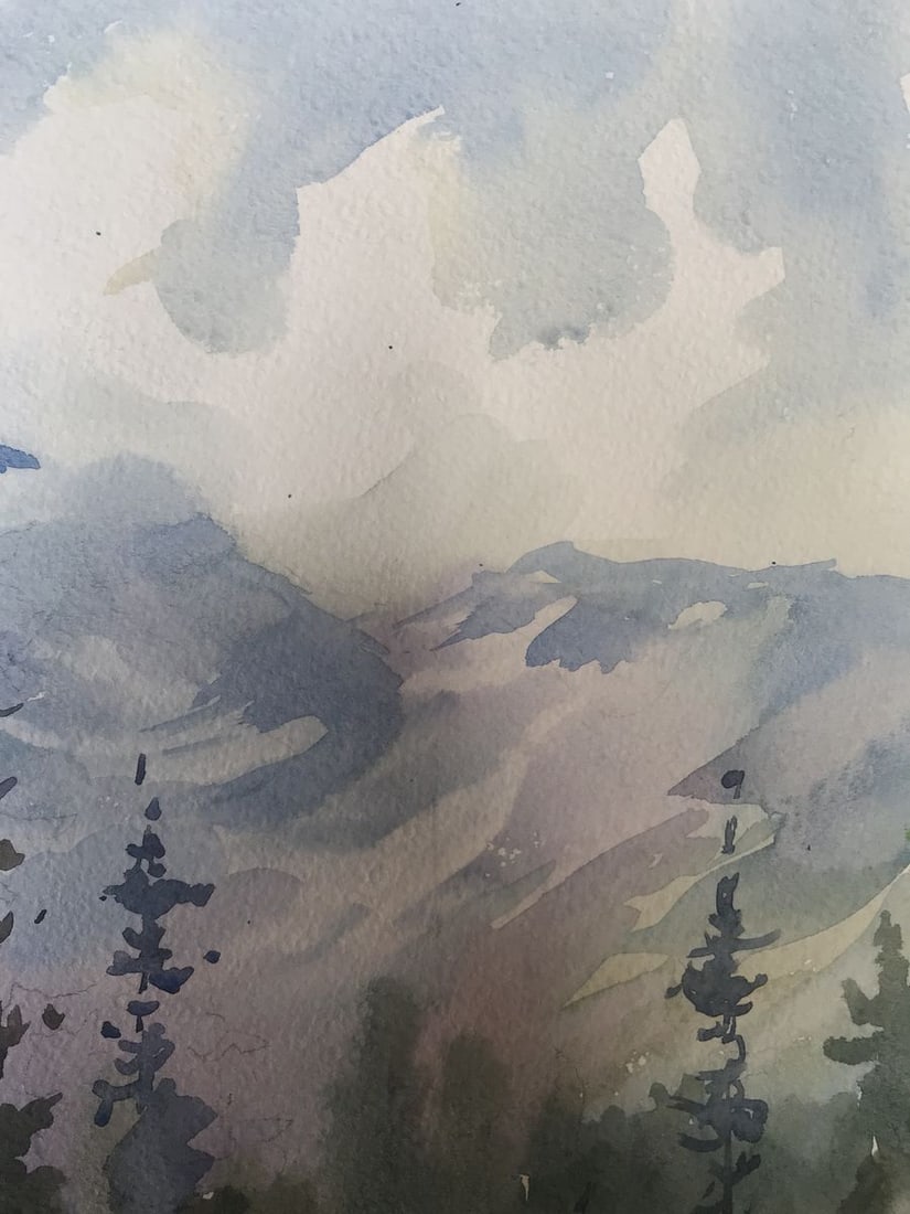 Watercolor painting Holidays in the mountains Unknown artist - 5