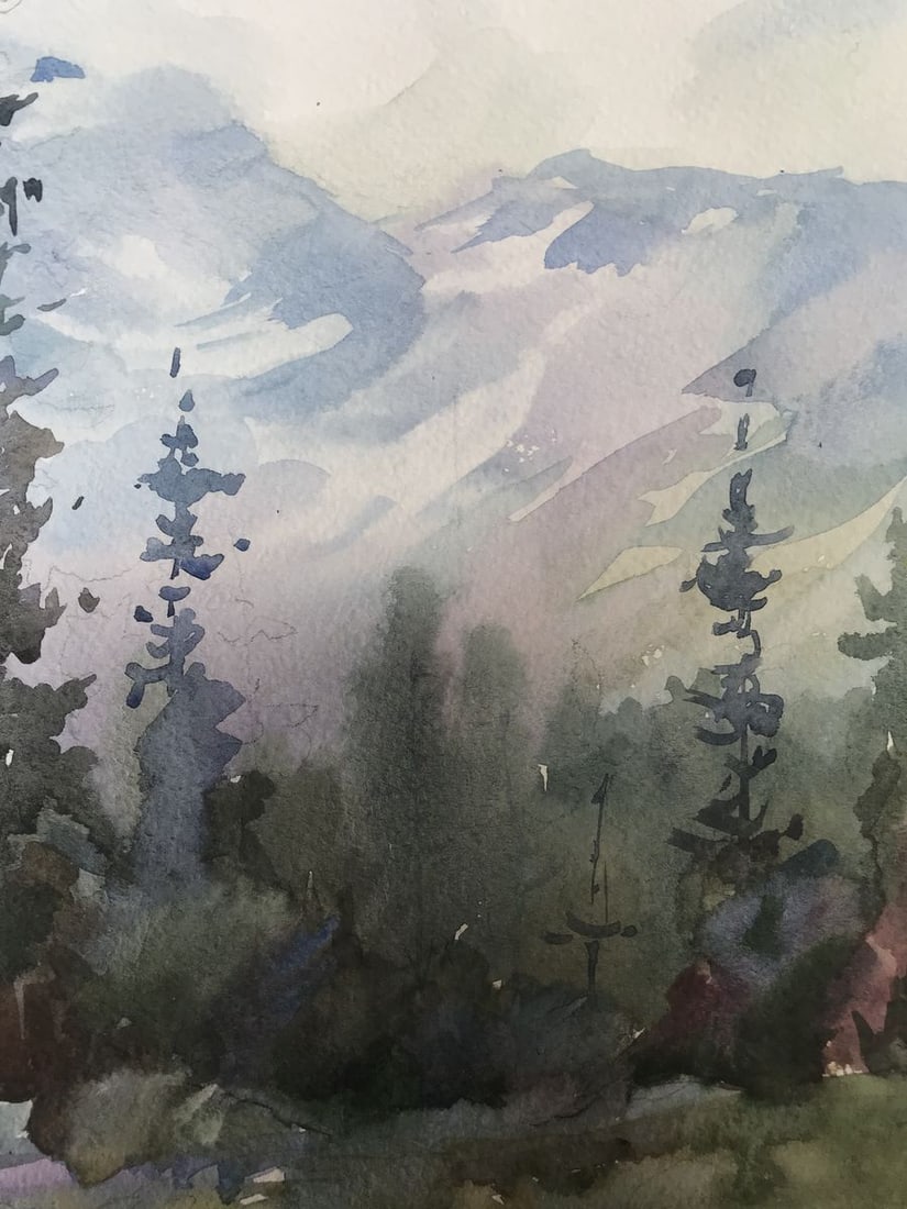 Watercolor painting Holidays in the mountains Unknown artist - 7