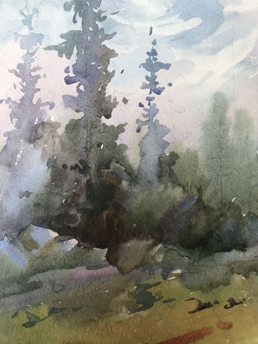 Watercolor painting Holidays in the mountains Unknown artist - 8