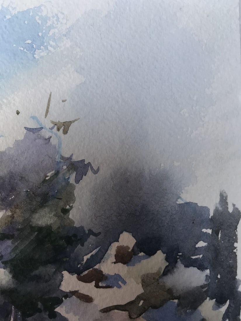 Watercolor painting Winter landscape Unknown artist - 10