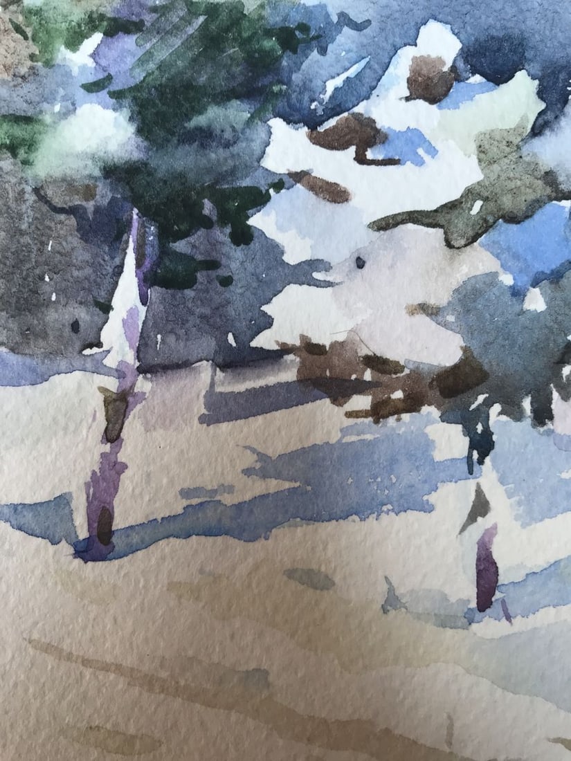 Watercolor painting Winter landscape Unknown artist - 9