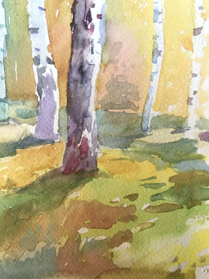 Watercolor painting Birch forest Unknown artist - 10