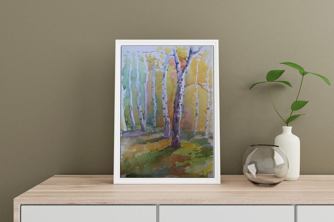 Watercolor painting Birch forest Unknown artist - 3