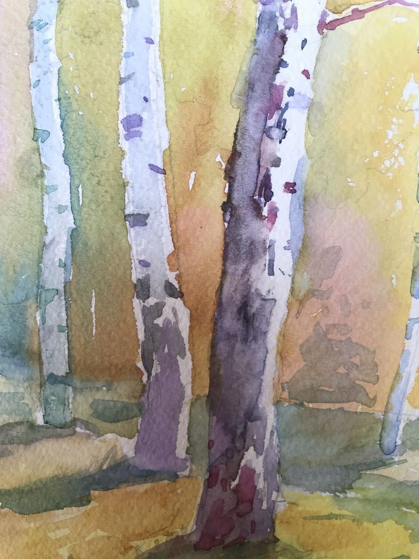 Watercolor painting Birch forest Unknown artist - 7