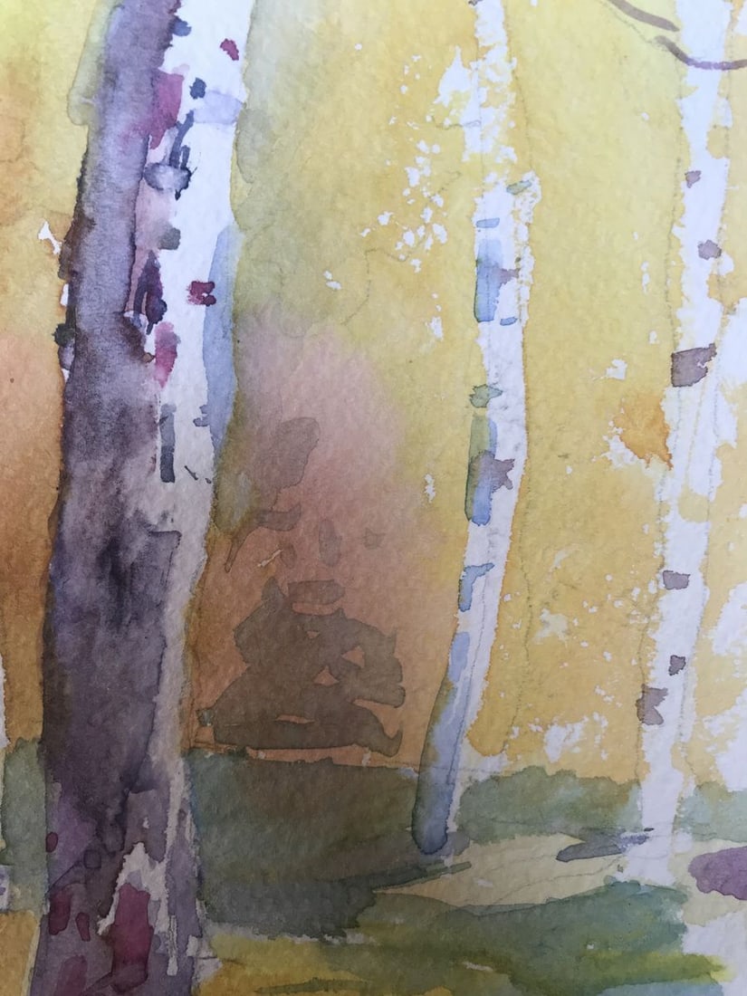 Watercolor painting Birch forest Unknown artist - 8