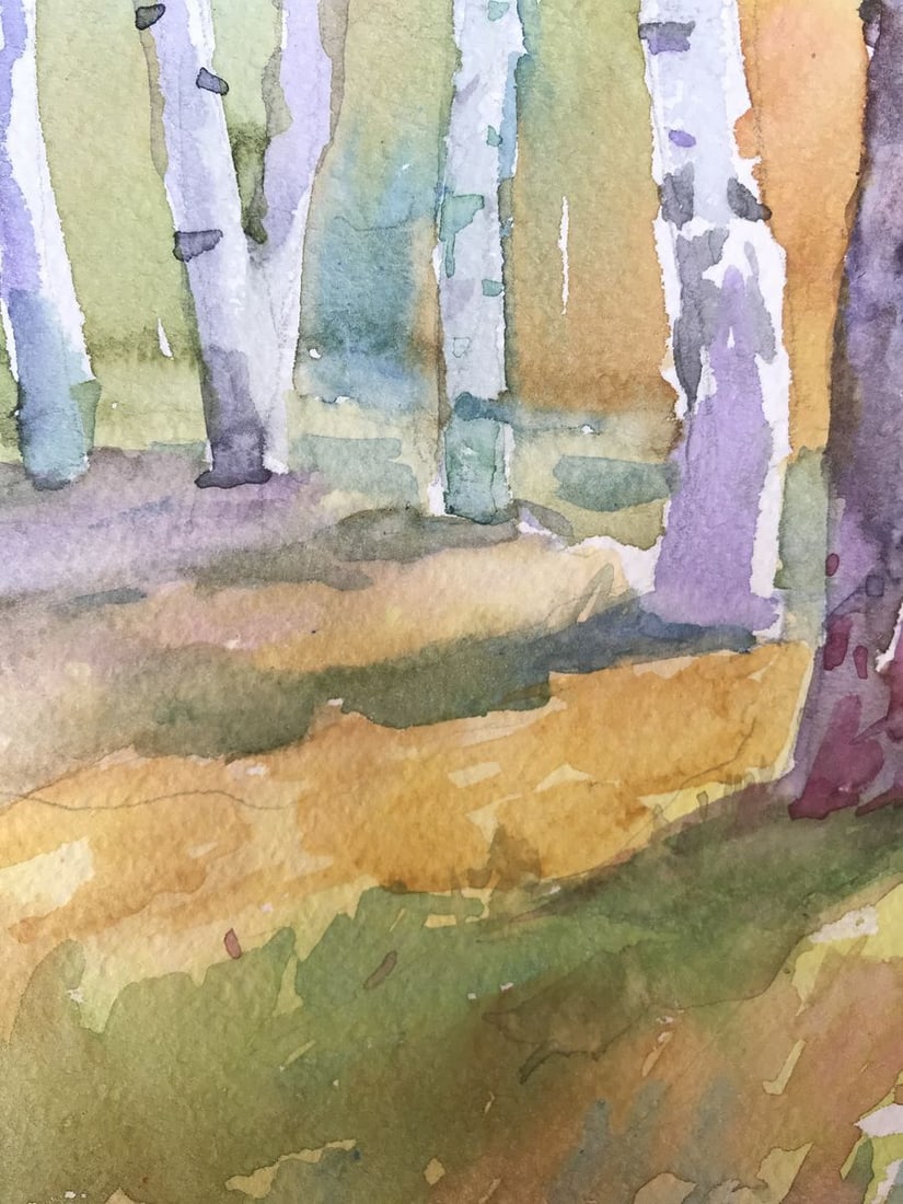Watercolor painting Birch forest Unknown artist - 9