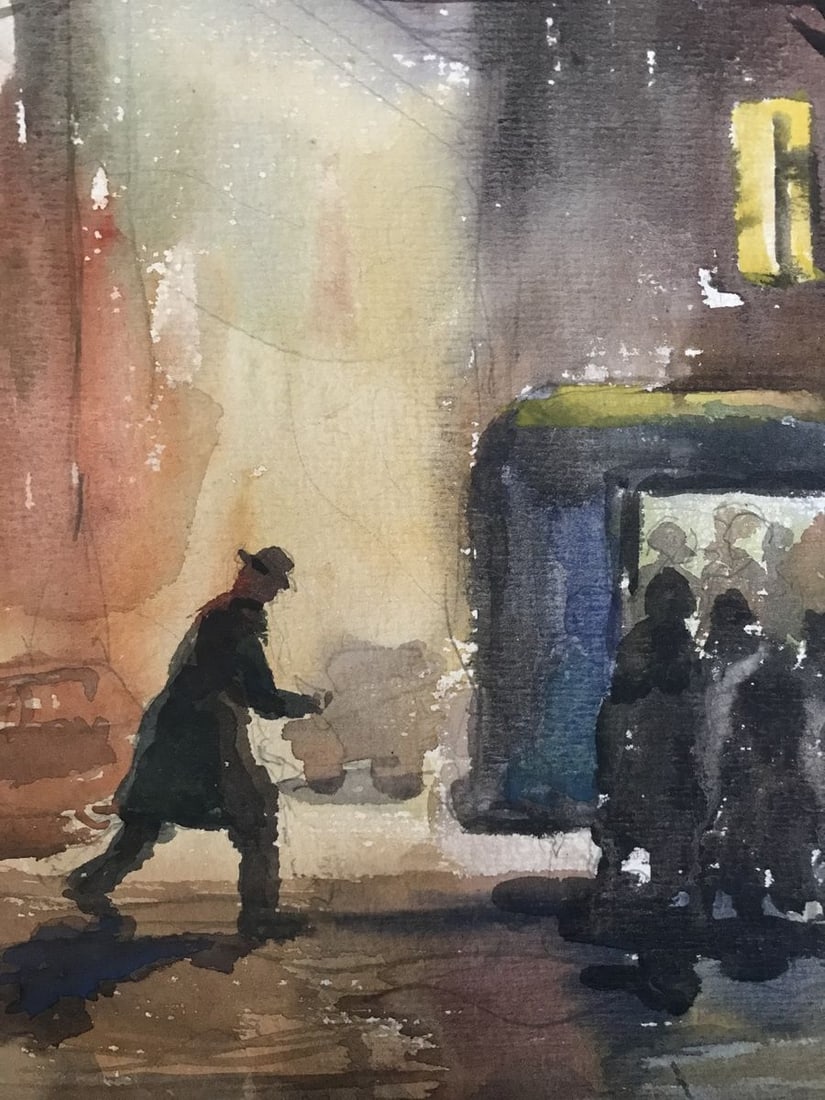 Watercolor painting Night city Wihyrovskii Victor - 10