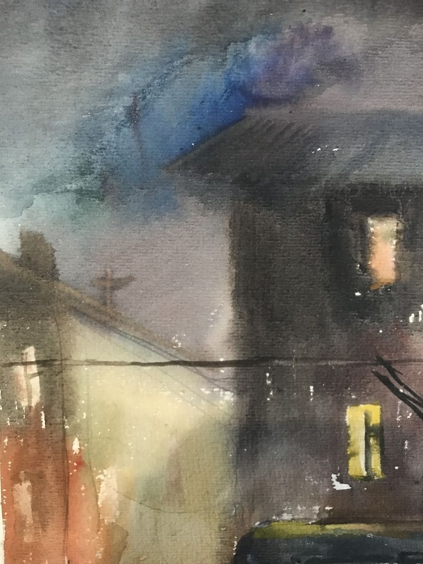 Watercolor painting Night city Wihyrovskii Victor - 5