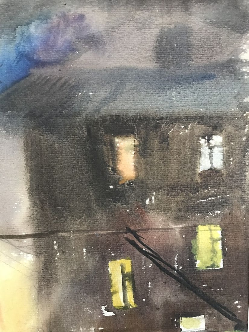 Watercolor painting Night city Wihyrovskii Victor - 6