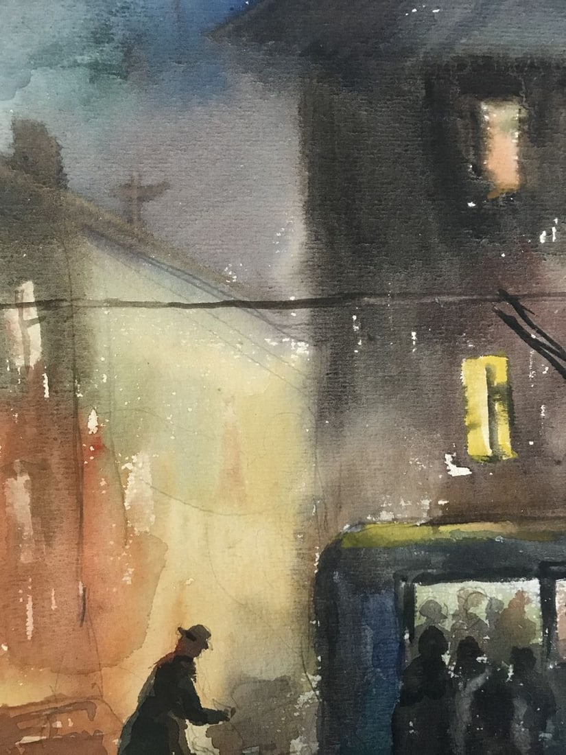 Watercolor painting Night city Wihyrovskii Victor - 7