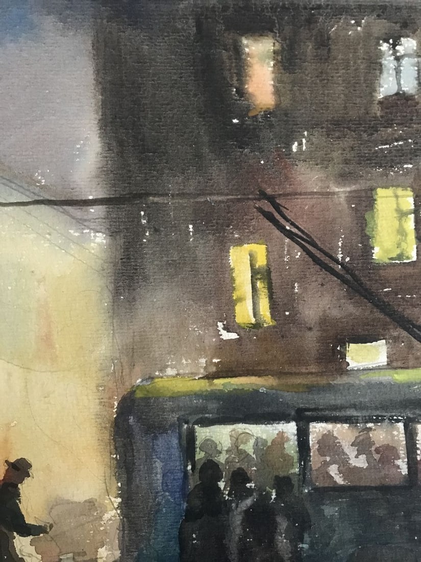 Watercolor painting Night city Wihyrovskii Victor - 8