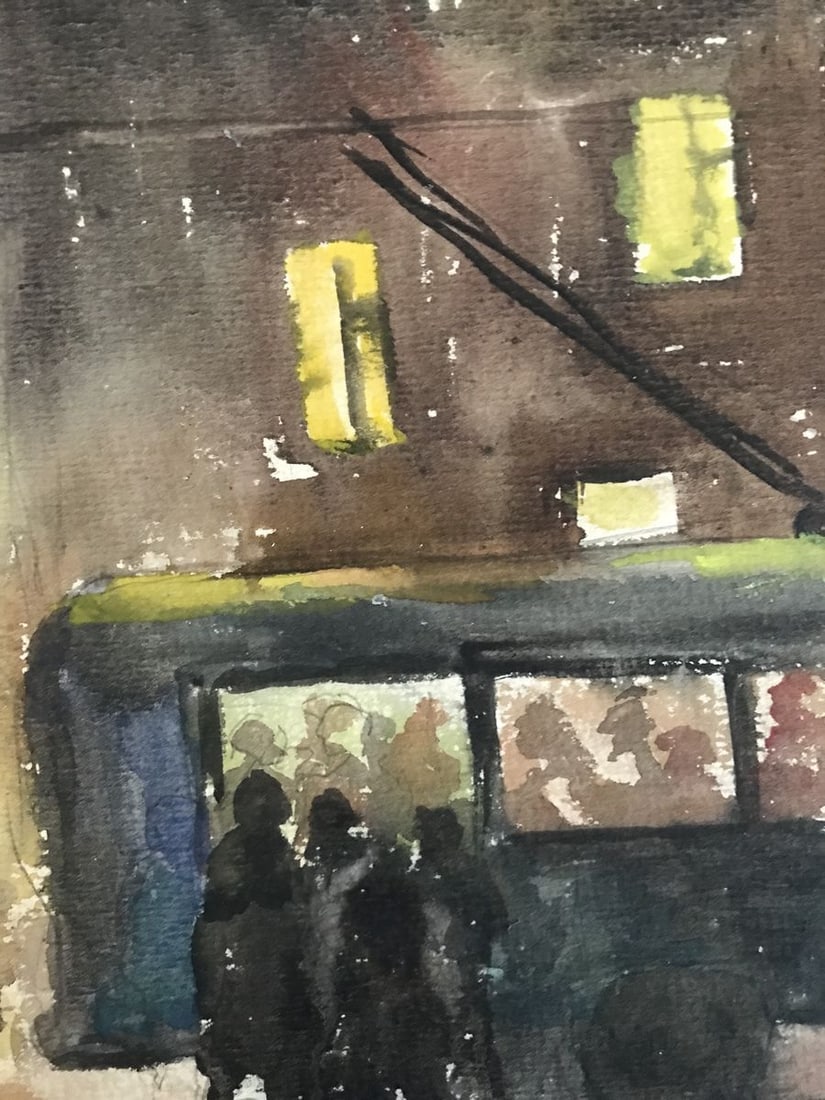 Watercolor painting Night city Wihyrovskii Victor - 9