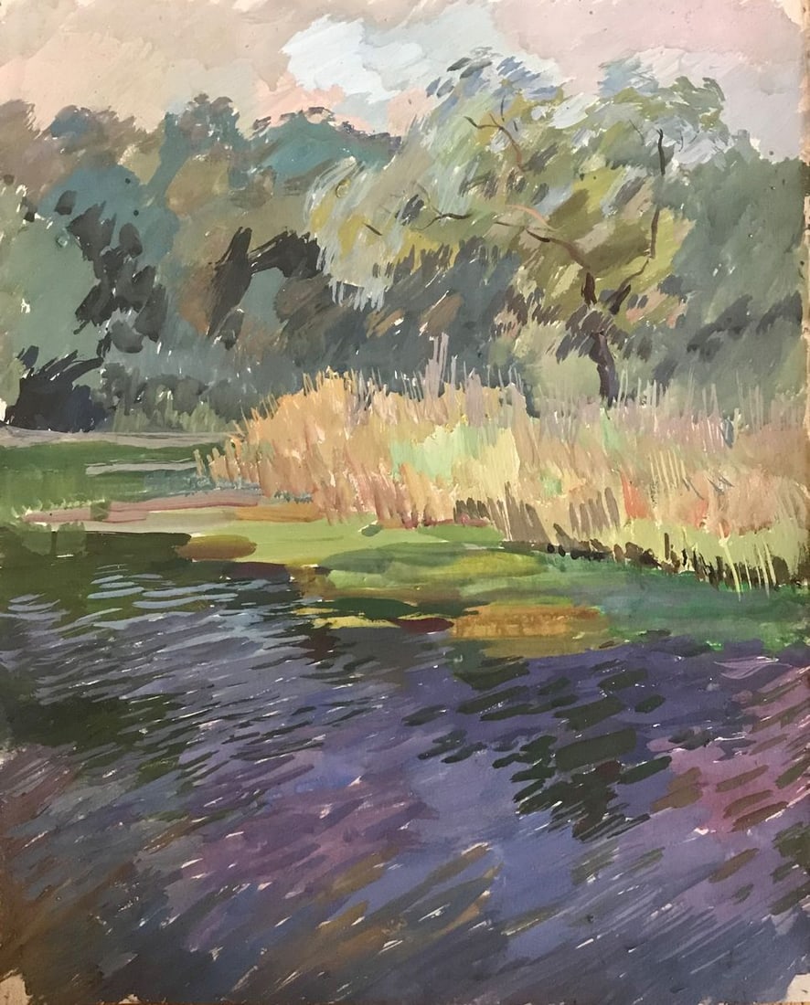 Watercolor painting On the outskirts of the city Unknown artist (1 of 12)