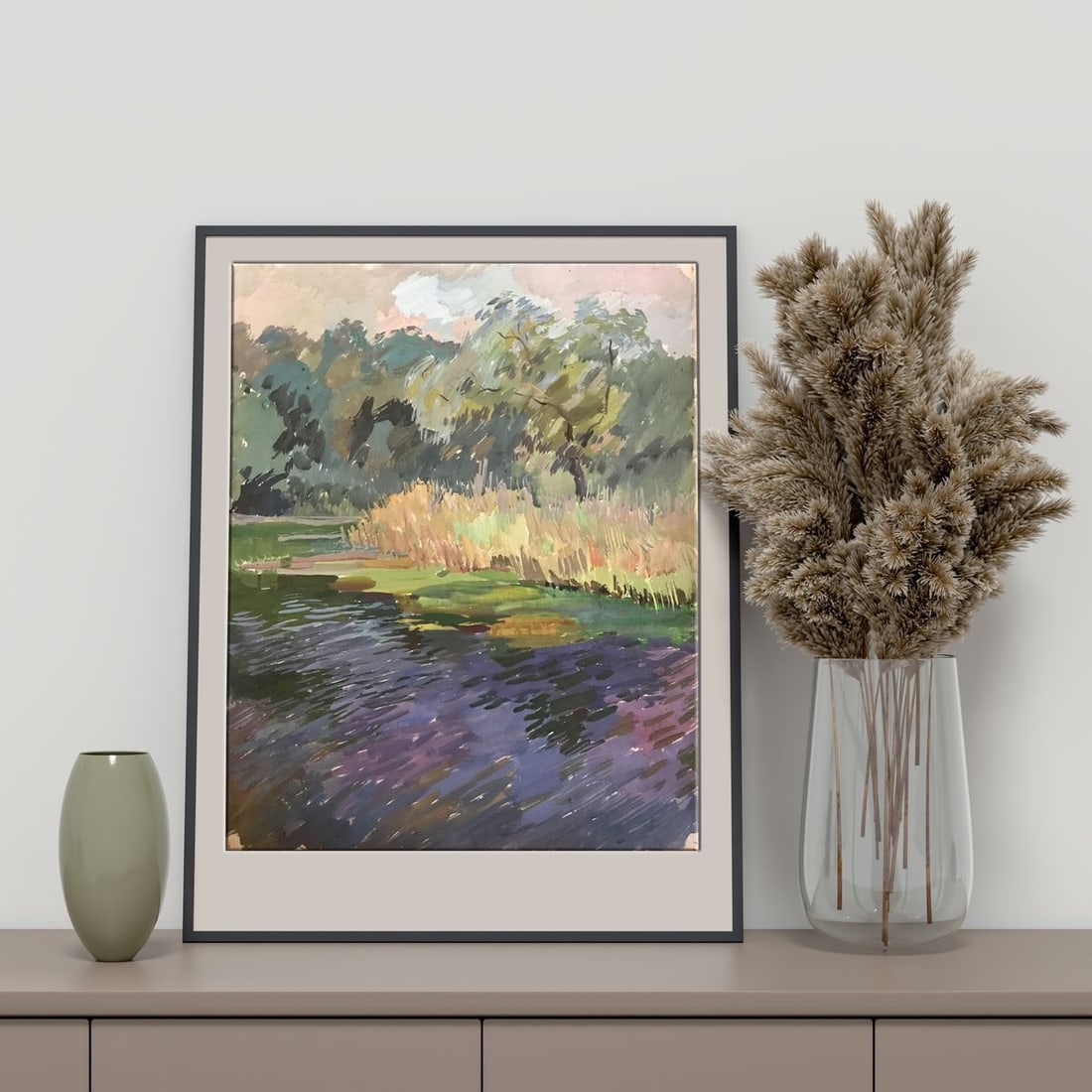 Watercolor painting On the outskirts of the city Unknown artist - 3