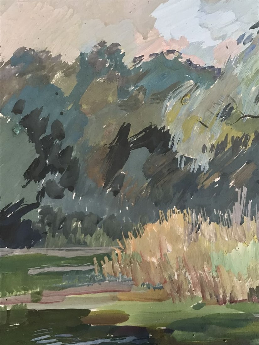 Watercolor painting On the outskirts of the city Unknown artist - 4