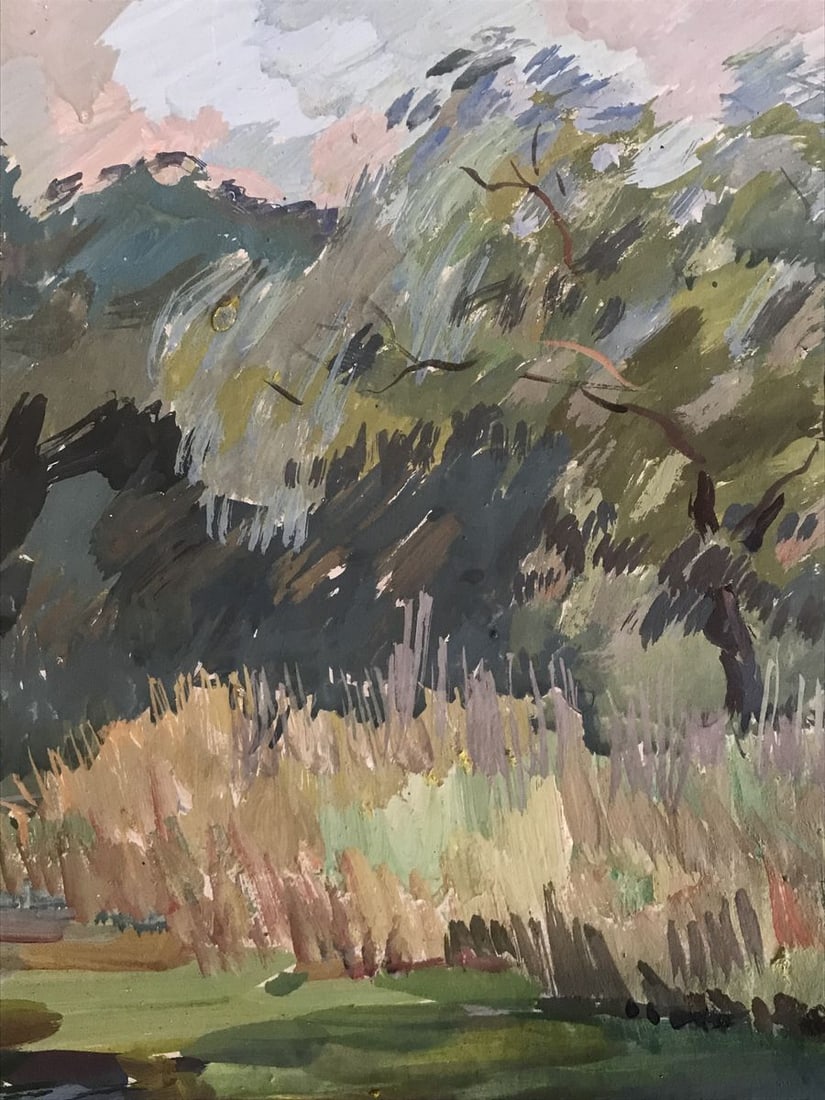 Watercolor painting On the outskirts of the city Unknown artist - 5