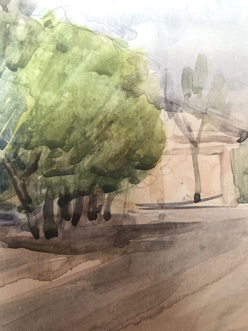 Watercolor painting City streets Unknown artist - 10