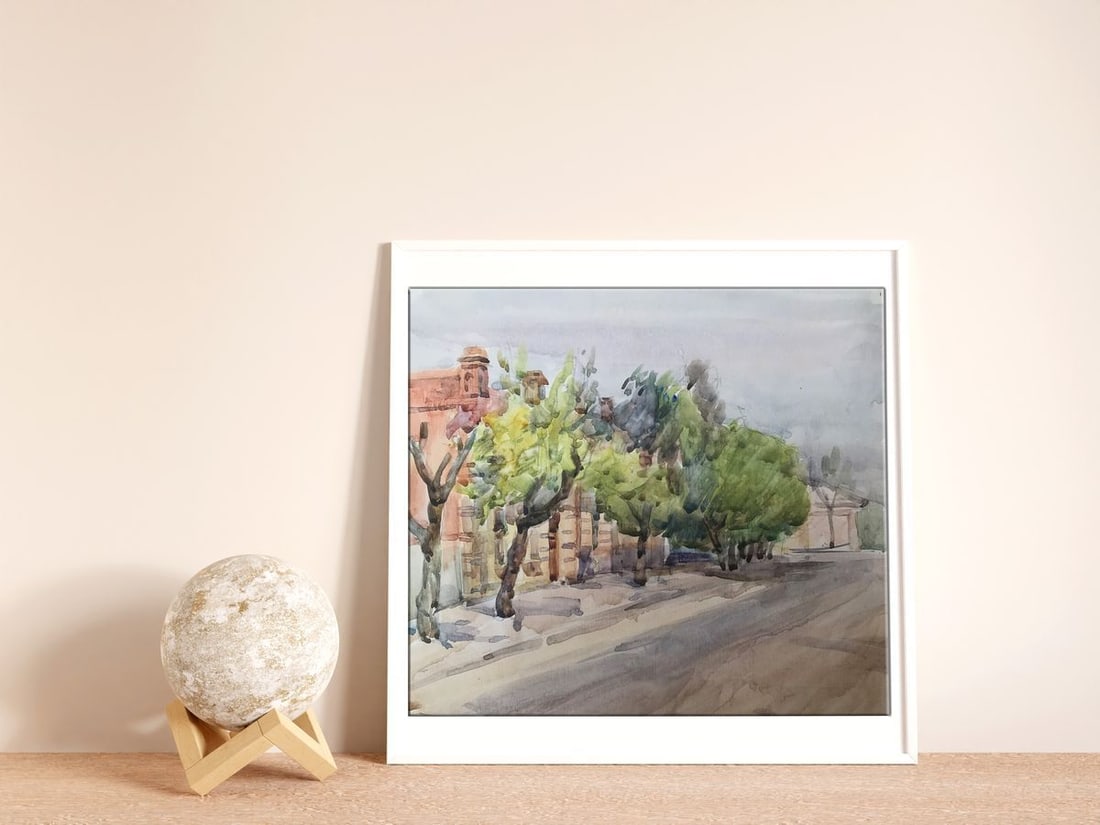 Watercolor painting City streets Unknown artist - 3