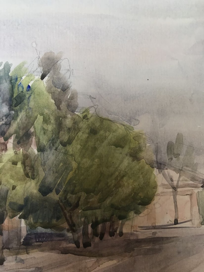 Watercolor painting City streets Unknown artist - 8