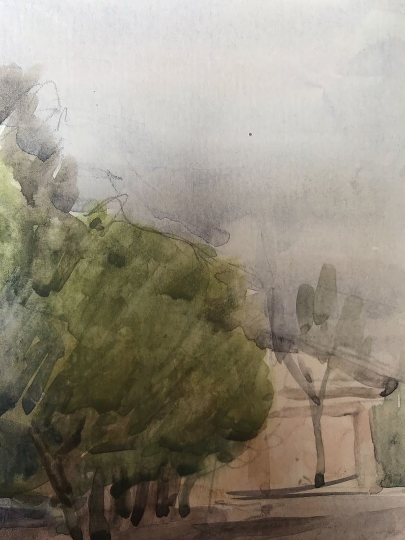 Watercolor painting City streets Unknown artist - 9