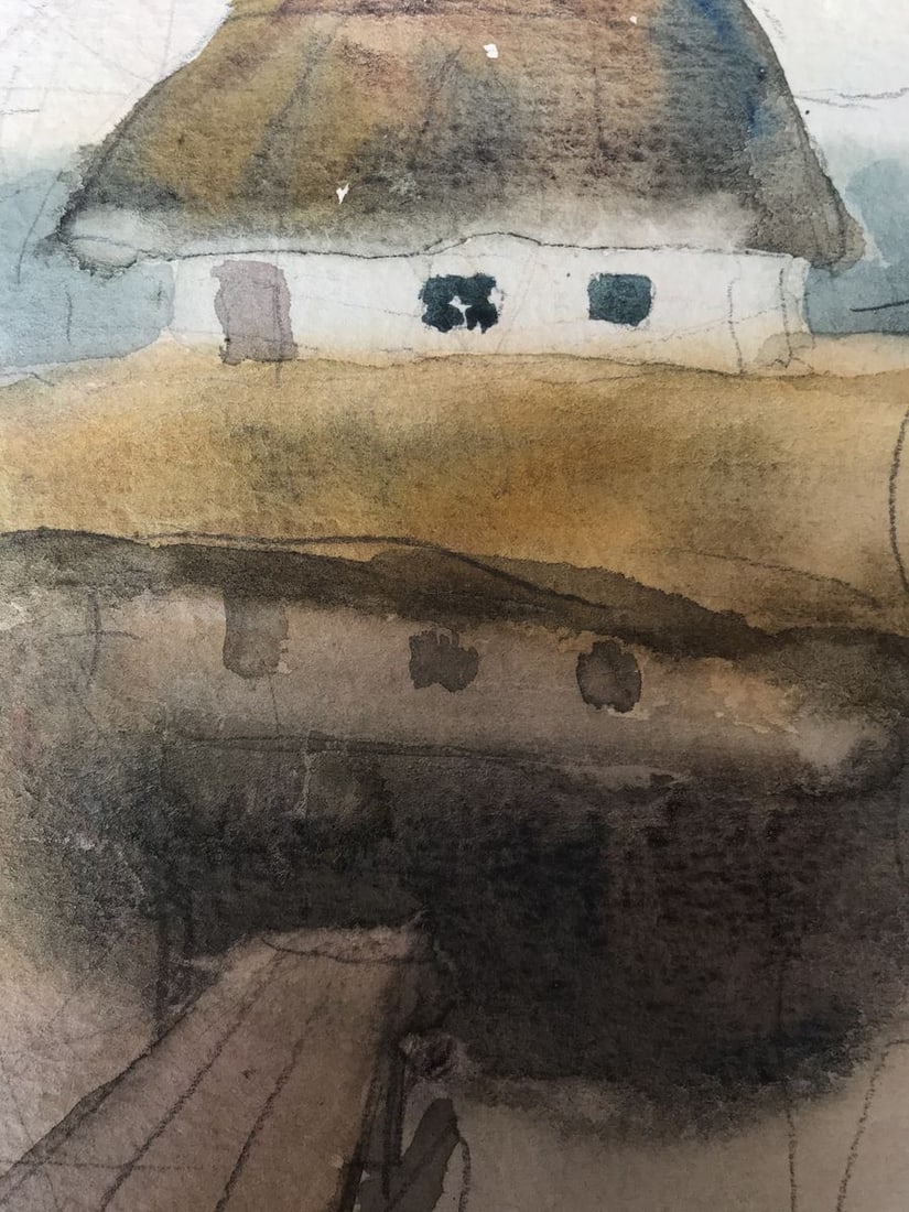 Watercolor painting House on the coast Unknown artist - 7