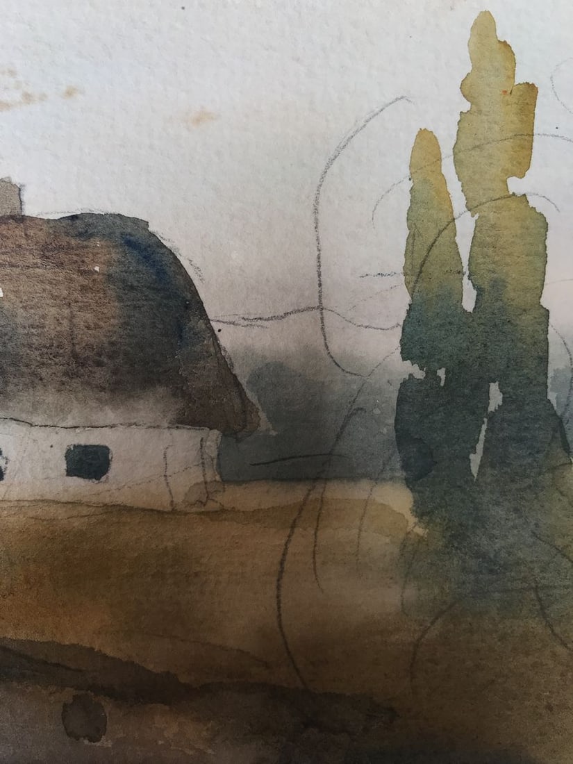 Watercolor painting House on the coast Unknown artist - 8