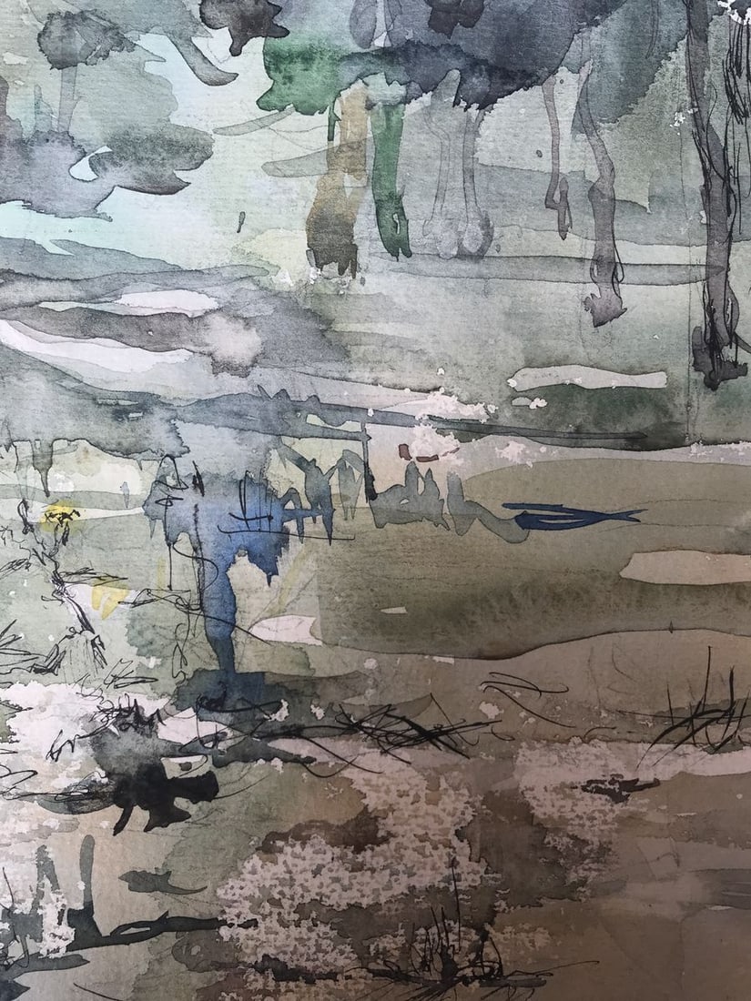 Watercolor painting In the dense forest Unknown artist - 10