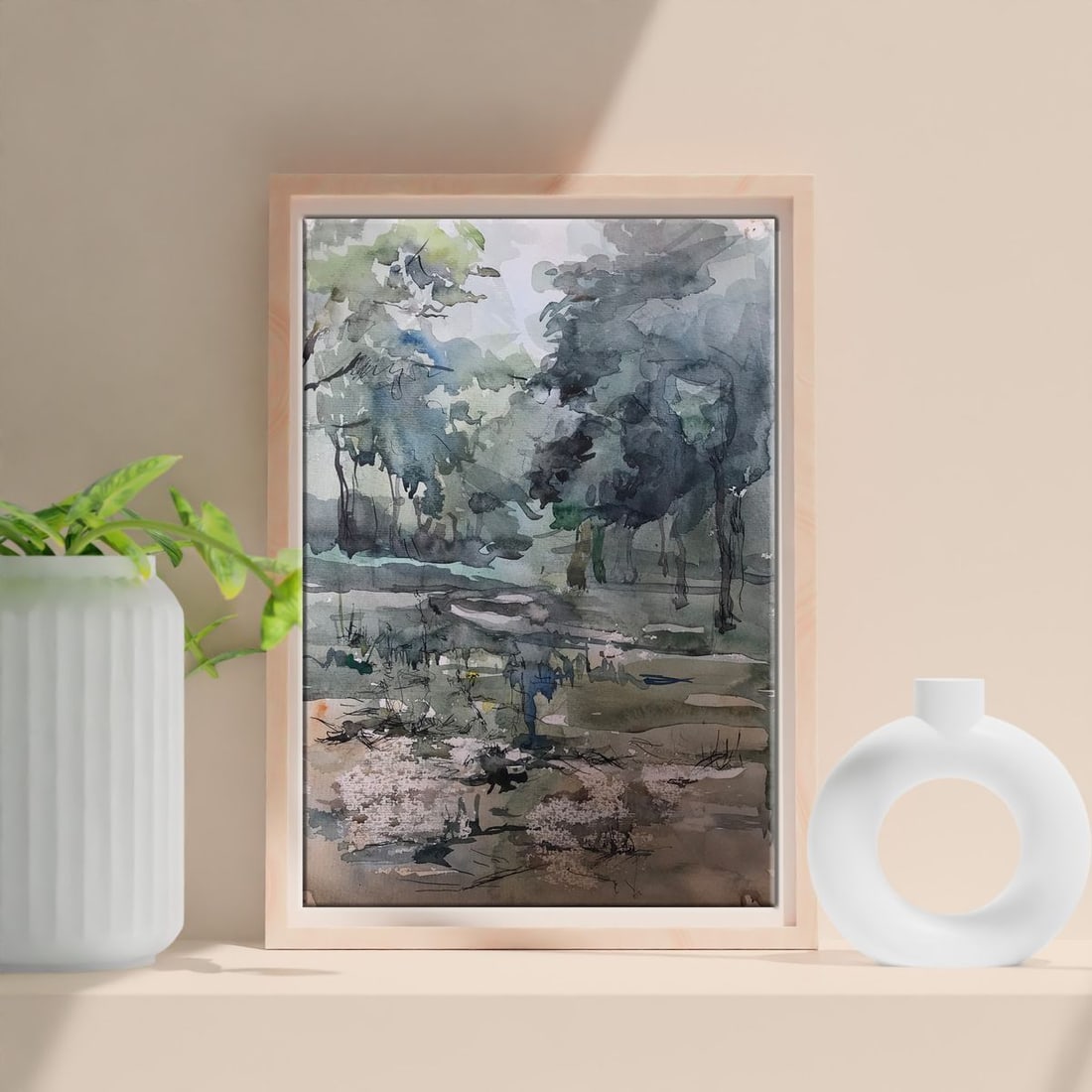 Watercolor painting In the dense forest Unknown artist - 2