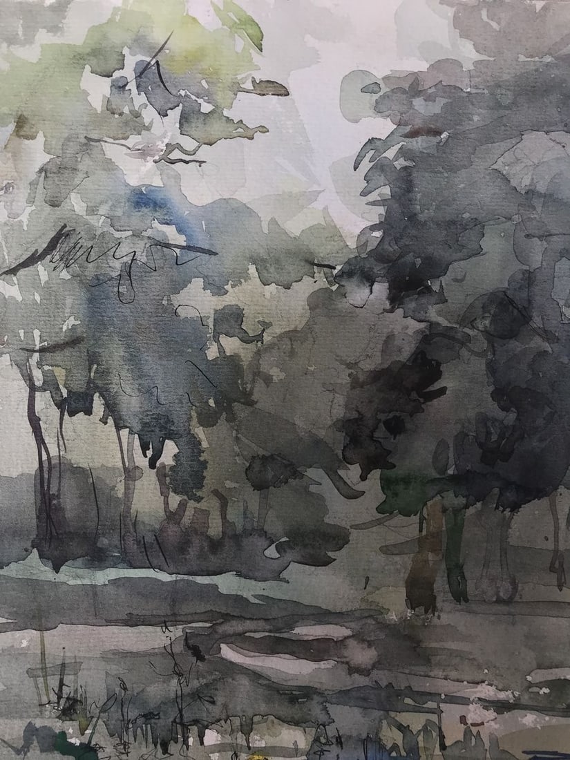 Watercolor painting In the dense forest Unknown artist - 4