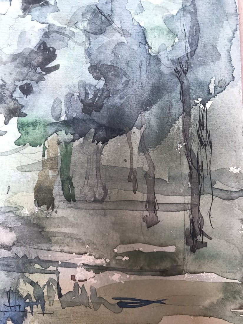 Watercolor painting In the dense forest Unknown artist - 8