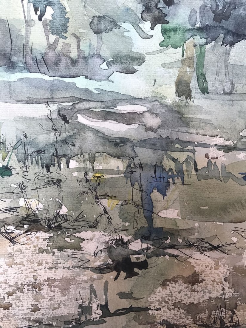 Watercolor painting In the dense forest Unknown artist - 9