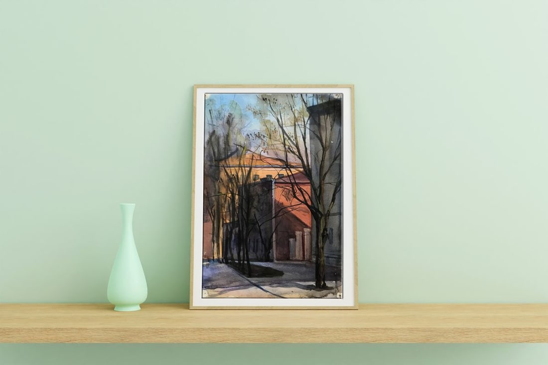 Watercolor painting Life in the city Unknown artist - 2