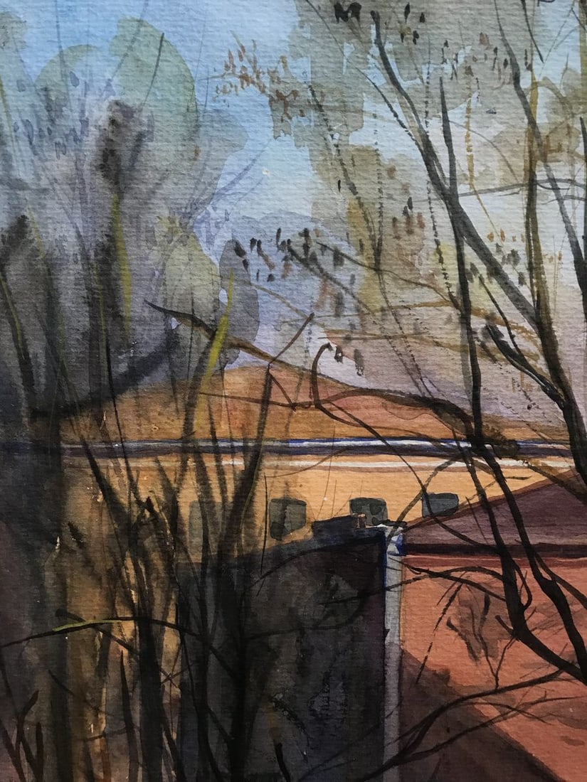 Watercolor painting Life in the city Unknown artist - 4