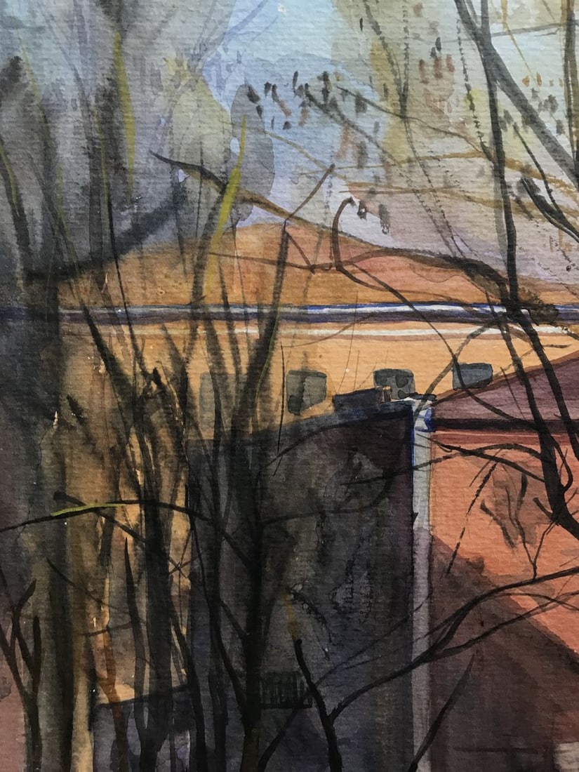 Watercolor painting Life in the city Unknown artist - 6