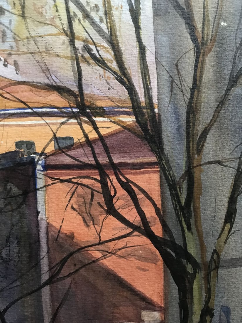 Watercolor painting Life in the city Unknown artist - 7