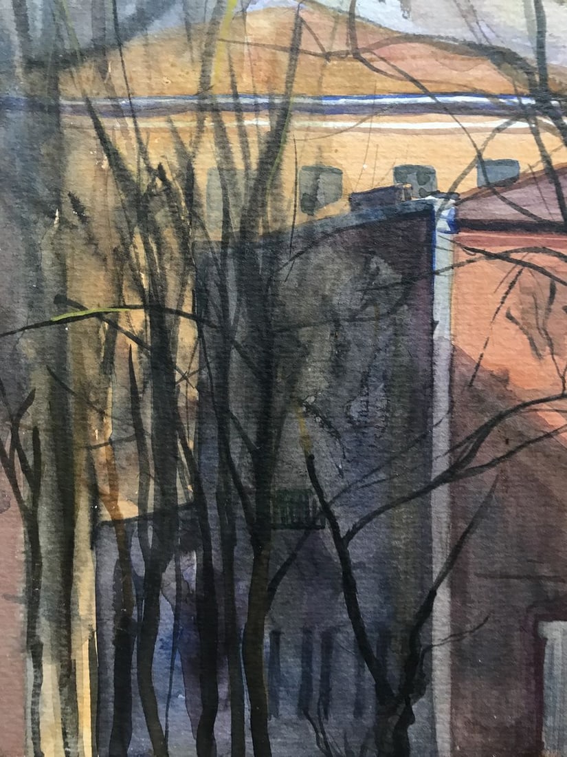 Watercolor painting Life in the city Unknown artist - 8