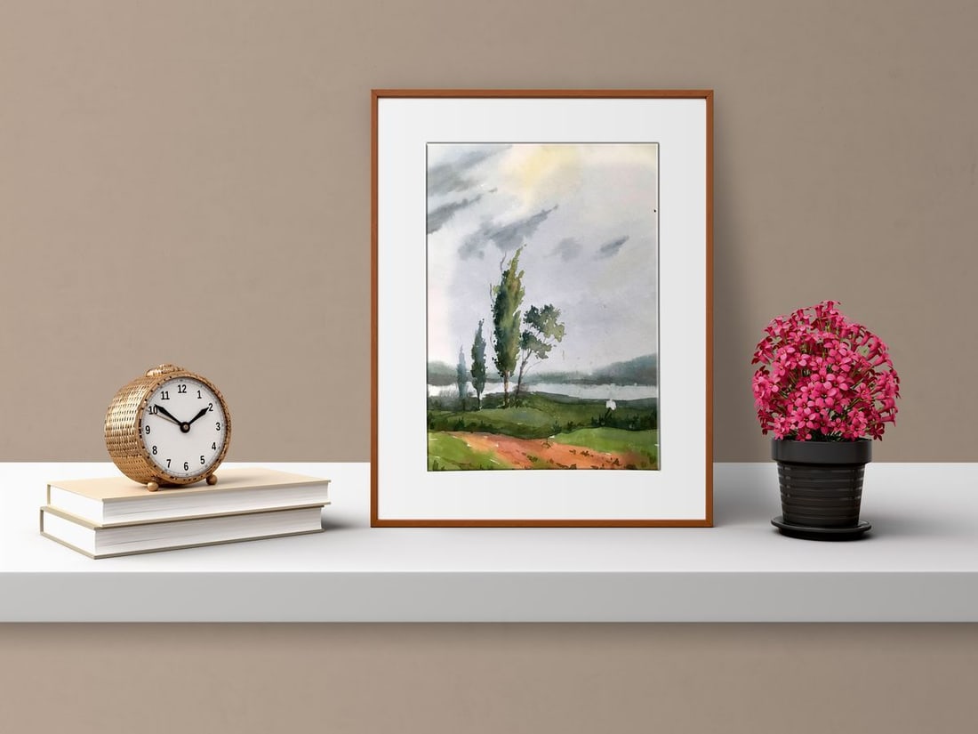 Watercolor painting Summer rainy day Unknown artist - 2