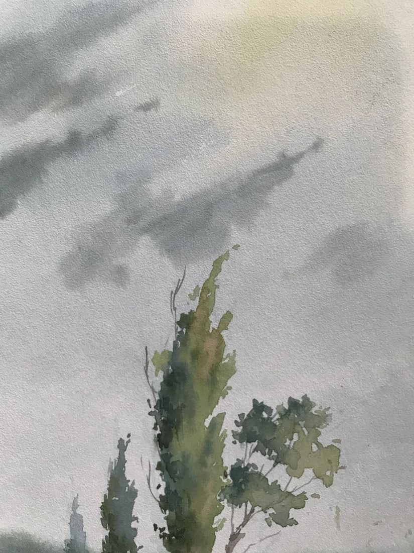 Watercolor painting Summer rainy day Unknown artist - 4