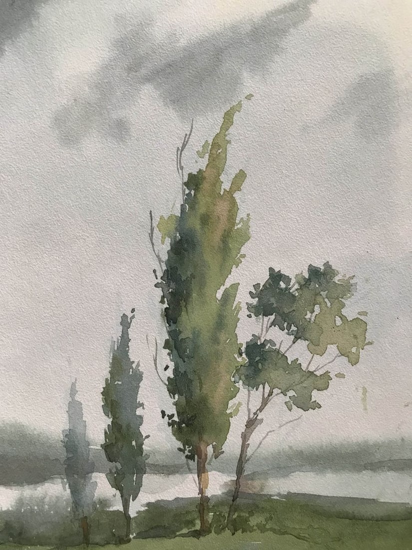 Watercolor painting Summer rainy day Unknown artist - 6