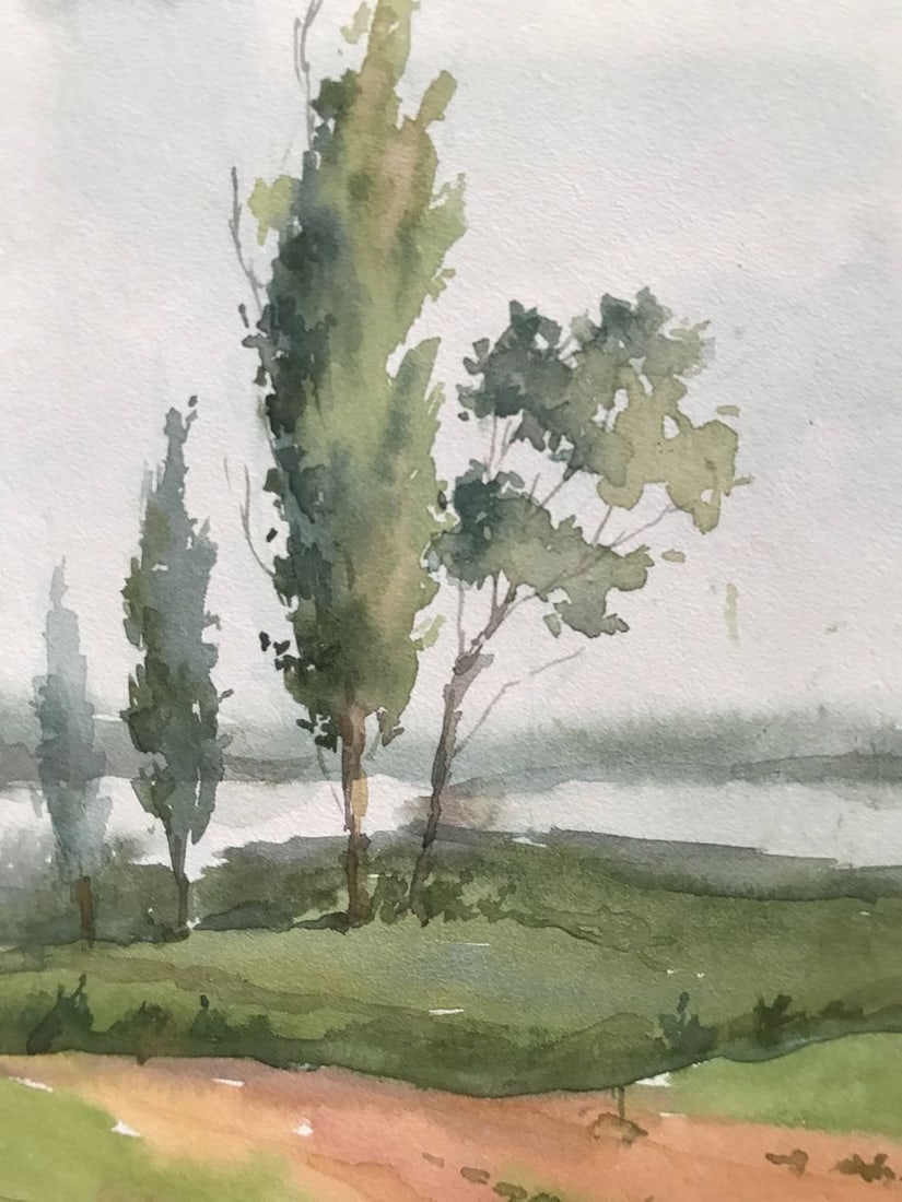 Watercolor painting Summer rainy day Unknown artist - 8