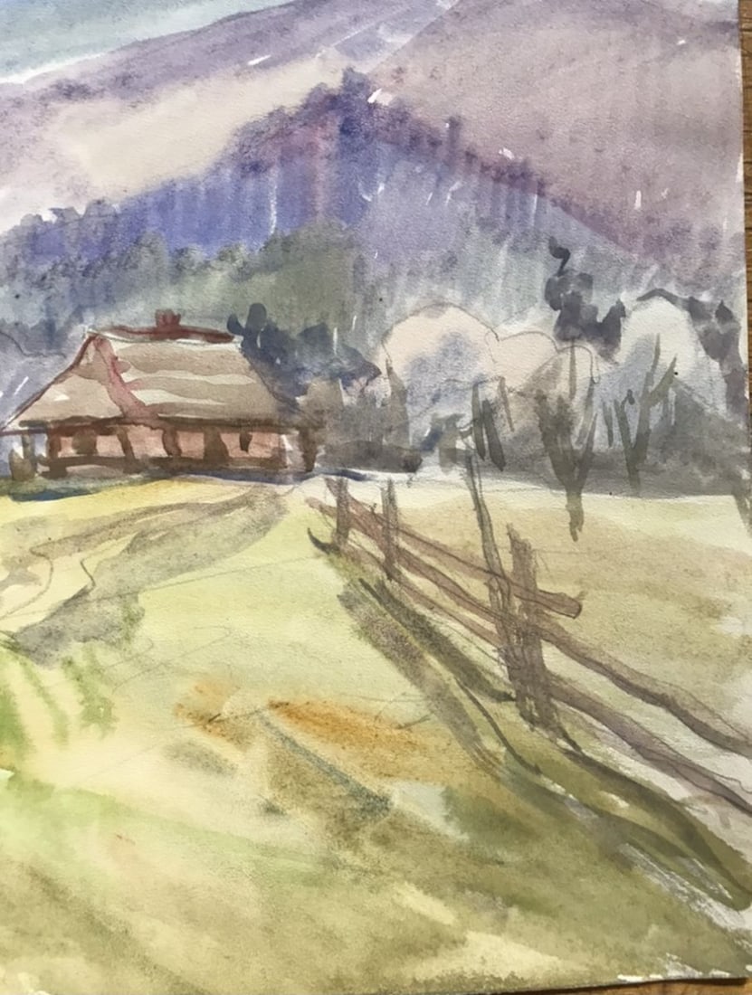 Watercolor painting House in the mountains Unknown artist - 10
