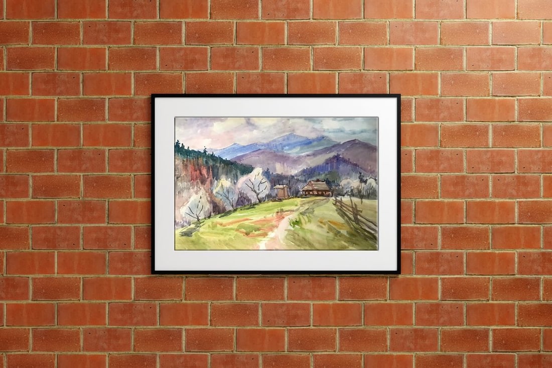 Watercolor painting House in the mountains Unknown artist - 2